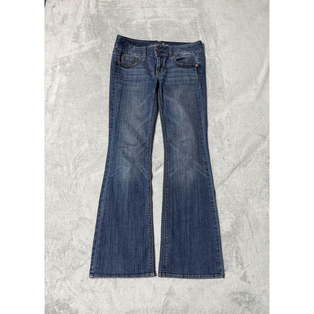 American Eagle Jeans Womens 4 Short Blue Artist Flare Low Rise Medium Wash 28
